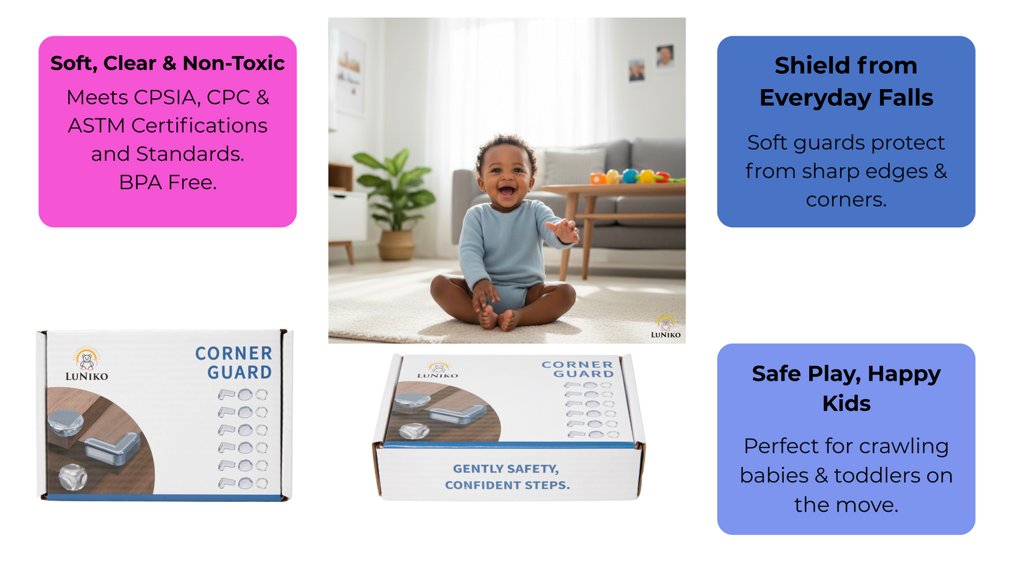 LuNiko Corner Guard & Potty Training Combo – 18-Piece Safety Set + Folding Potty Seat with Training Chart (Beige Edition) (Copia)