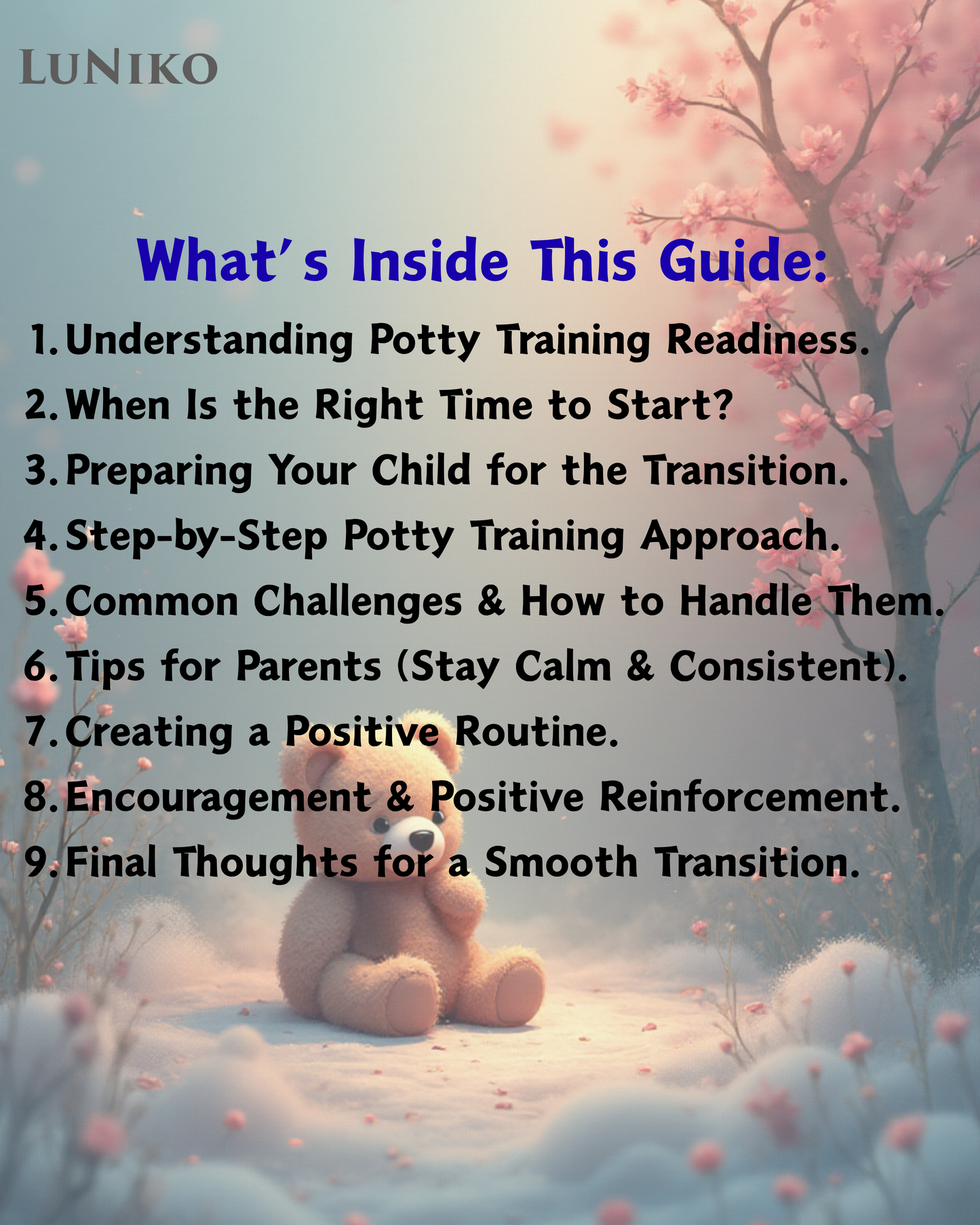 LuNiko Potty Training Started Guide -Product Title LuNiko Potty Training Starter Guide – Gentle & Confident Potty Training for Toddlers
