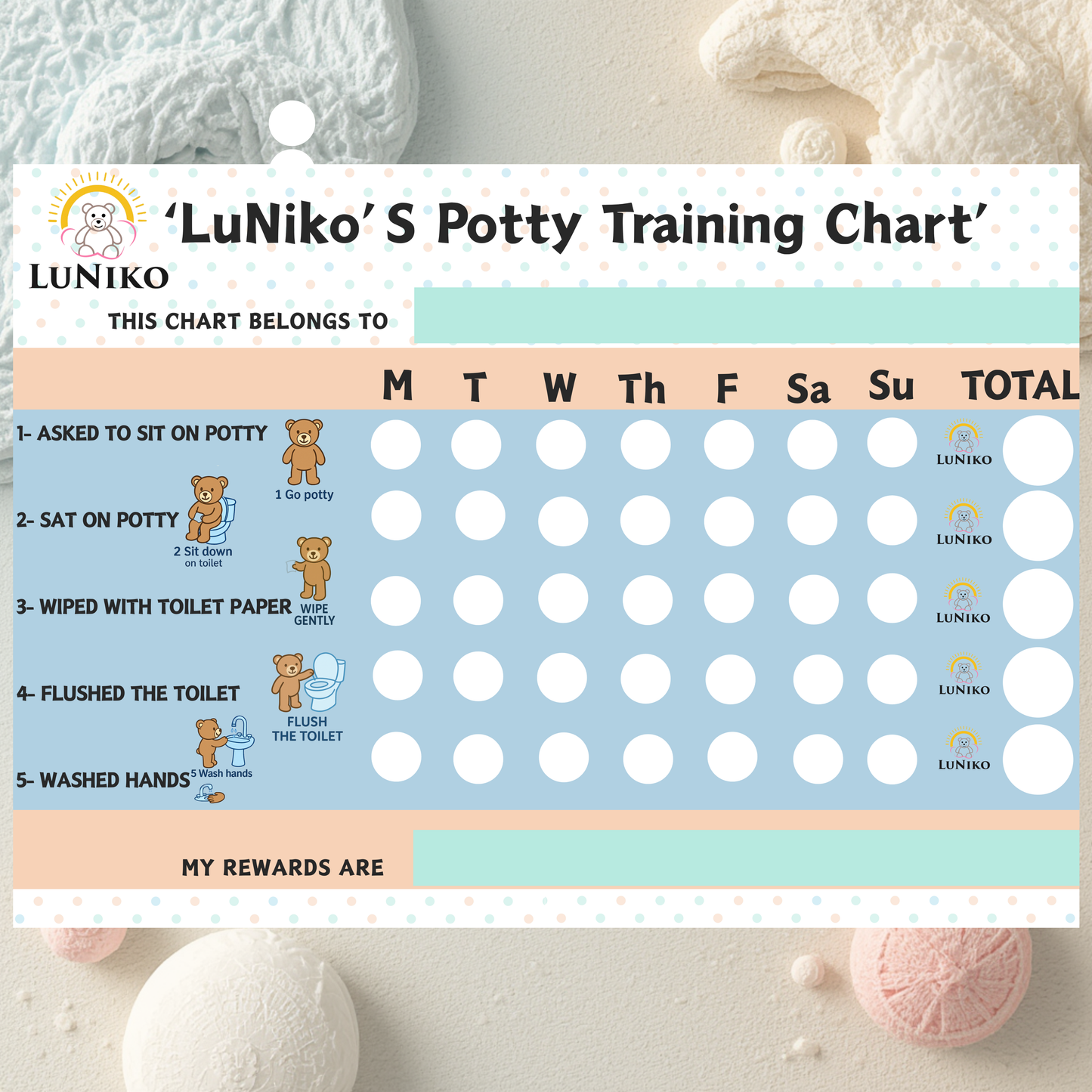 LuNiko Potty Training Success Bundle – Starter Guide + Reward Chart