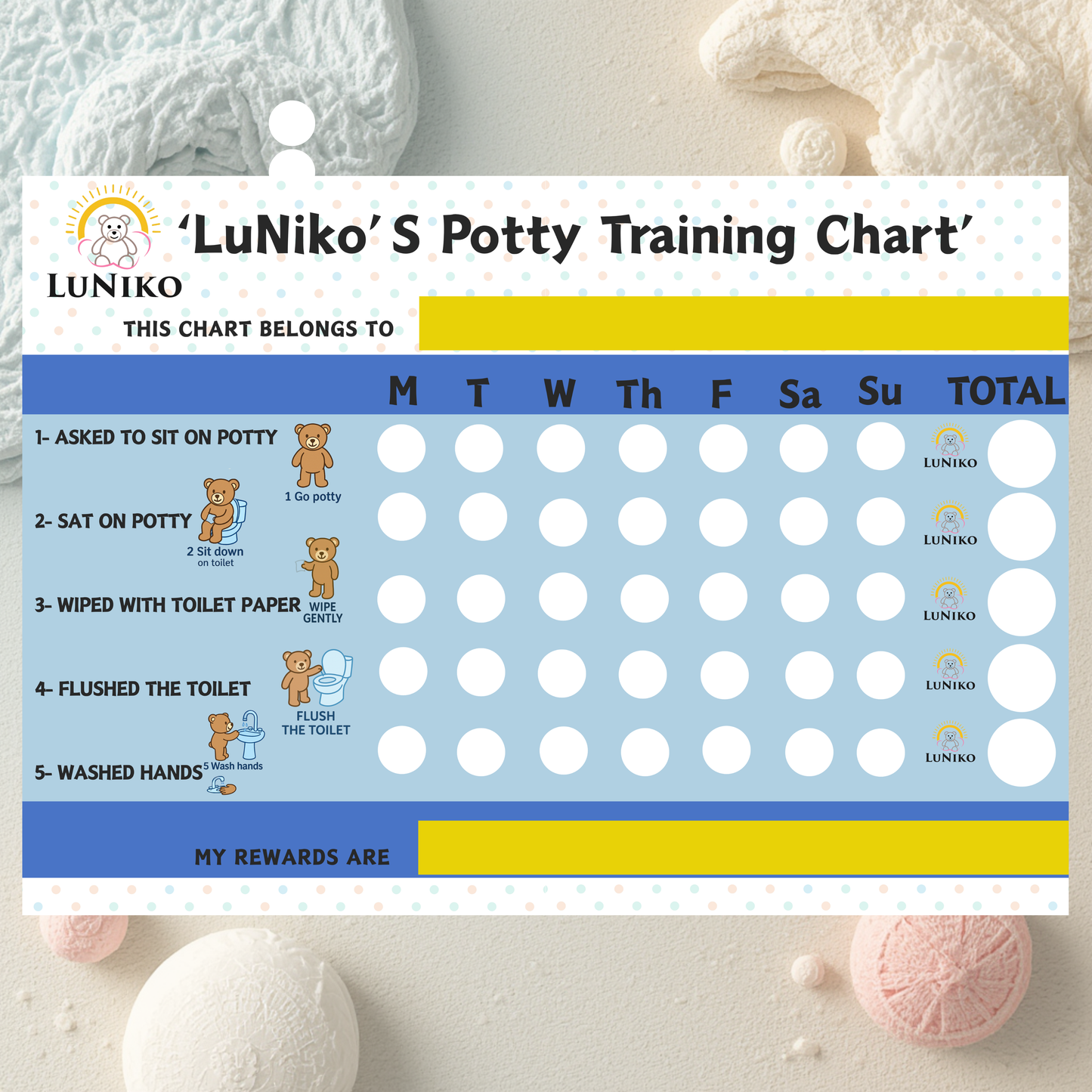 LuNiko Potty Training Success Bundle – Starter Guide + Reward Chart