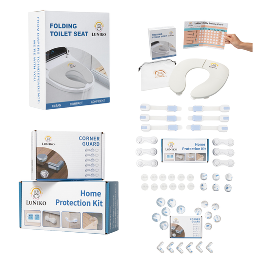 LuNiko Ultimate Baby Safety & Potty Training Bundle – Home Protection Kit + Corner Guards + Folding Potty Seat (Beige Edition) (Copia)