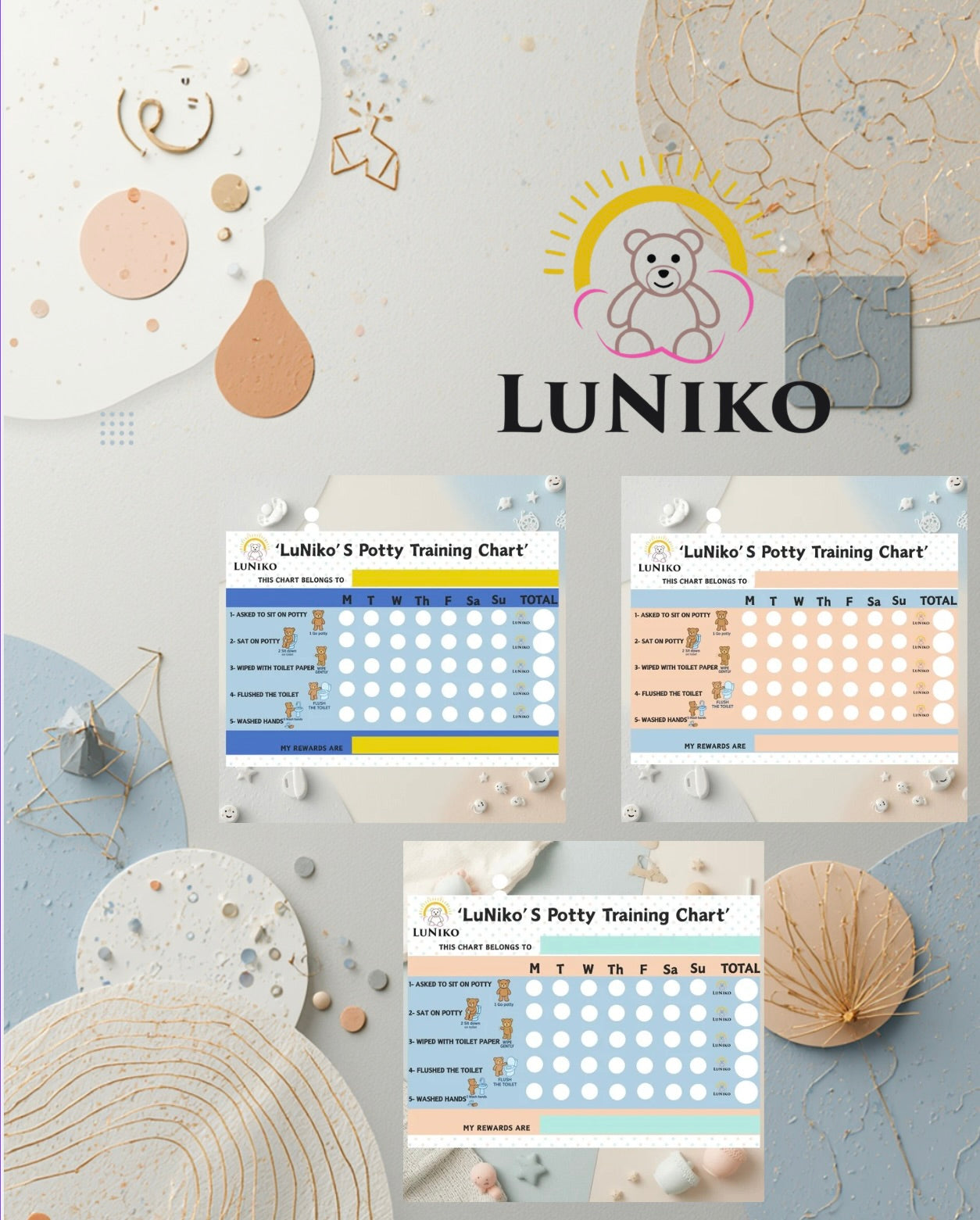 LuNiko Potty Training Success Bundle – Starter Guide + Reward Chart