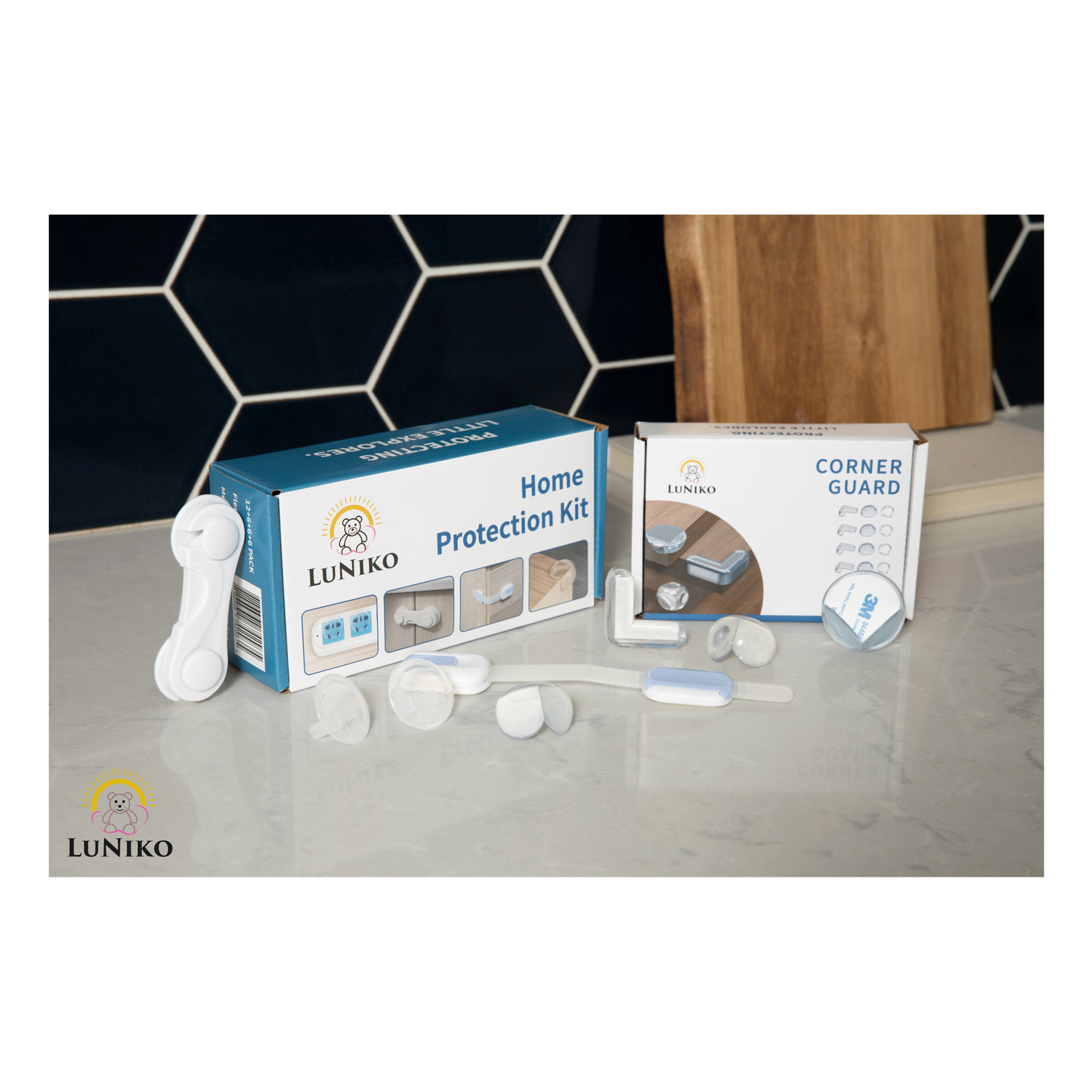 LuNiko Ultimate Baby Safety & Potty Training Bundle – Home Protection Kit + Corner Guards + Folding Potty Seat (Grey Edition)