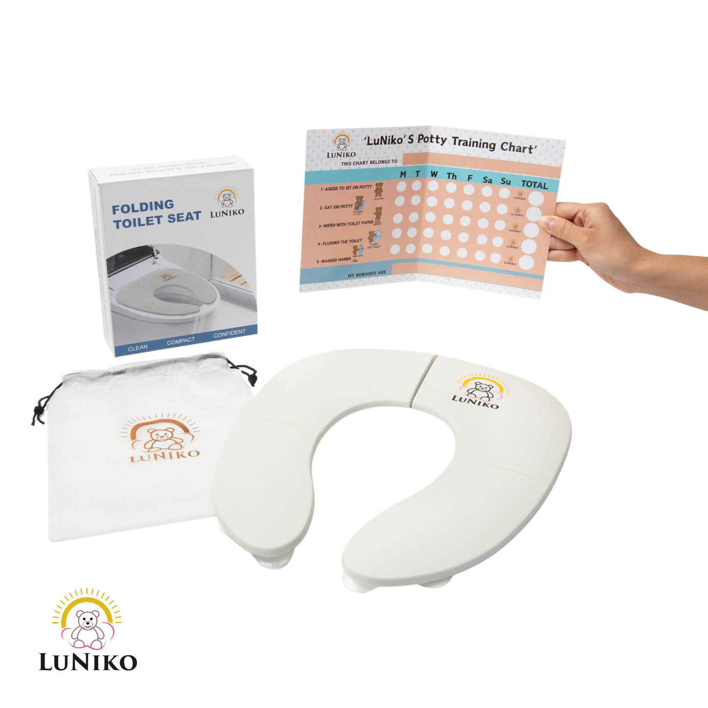 LuNiko Ultimate Baby Safety & Potty Training Bundle – Home Protection Kit + Corner Guards + Folding Potty Seat (Grey Edition)