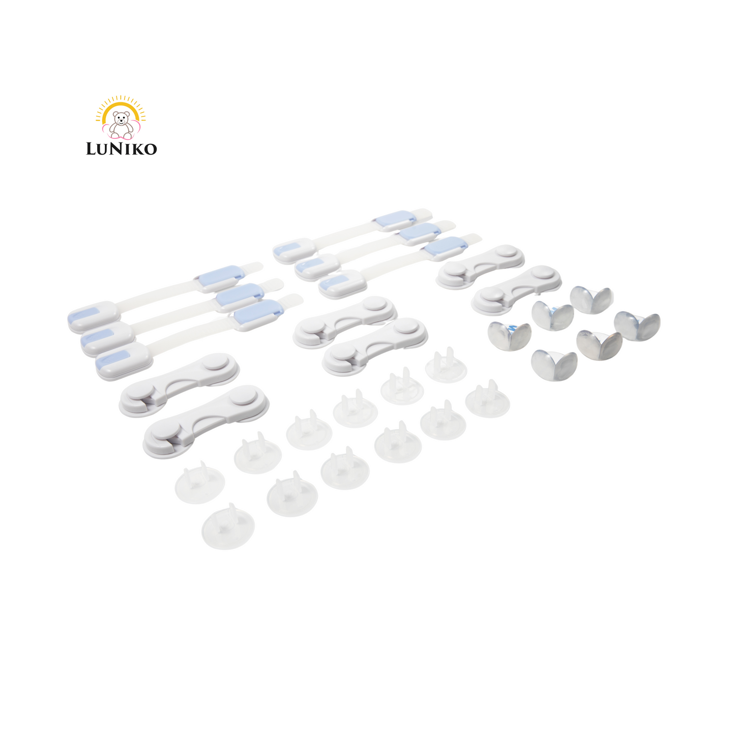 LuNiko Home Protection Kit – 30-Piece Baby Safety Set | Cabinet Locks, Edge Bumpers & Outlet Covers