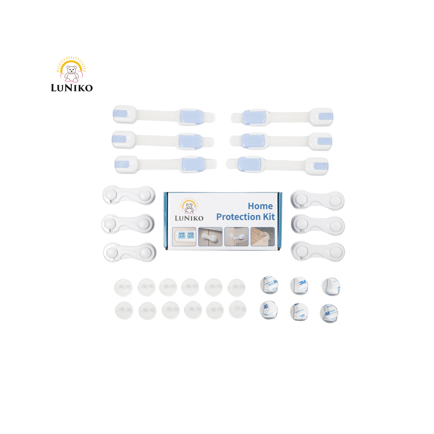 LuNiko Home Protection Kit – 30-Piece Baby Safety Set | Cabinet Locks, Edge Bumpers & Outlet Covers