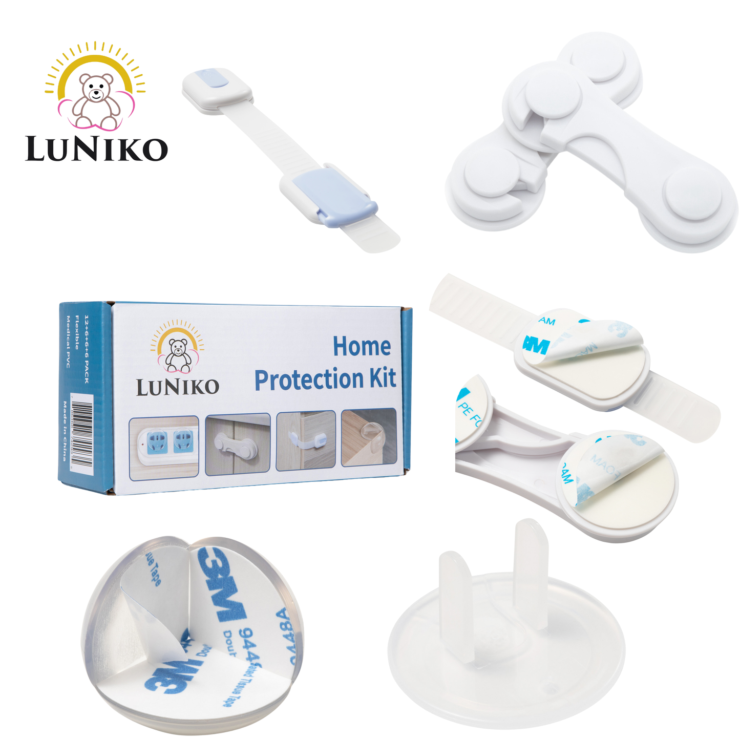 LuNiko Ultimate Baby Safety & Potty Training Bundle – Home Protection Kit + Corner Guards + Folding Potty Seat (Grey Edition)
