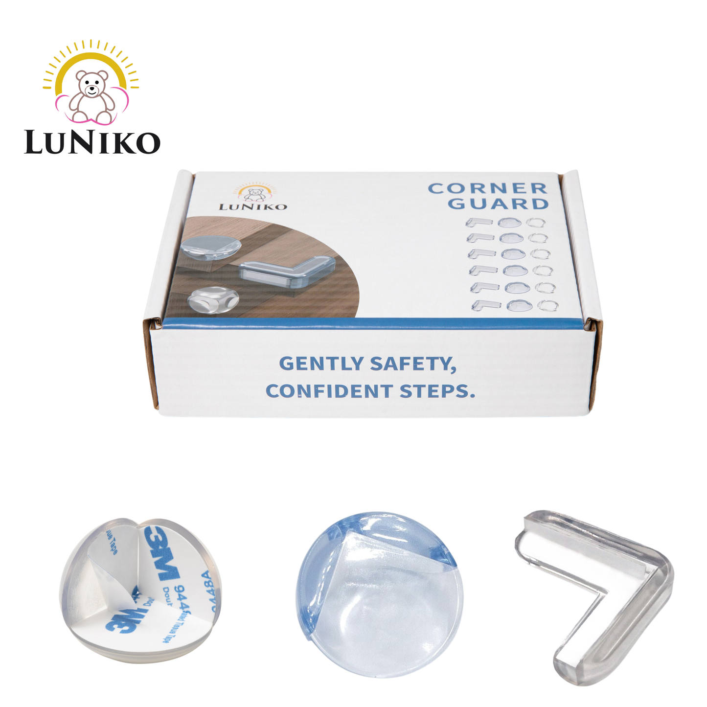 LuNiko Corner Guards – 18-Piece Baby Safety Soft Edge Protectors (Furniture Bumpers Set).
