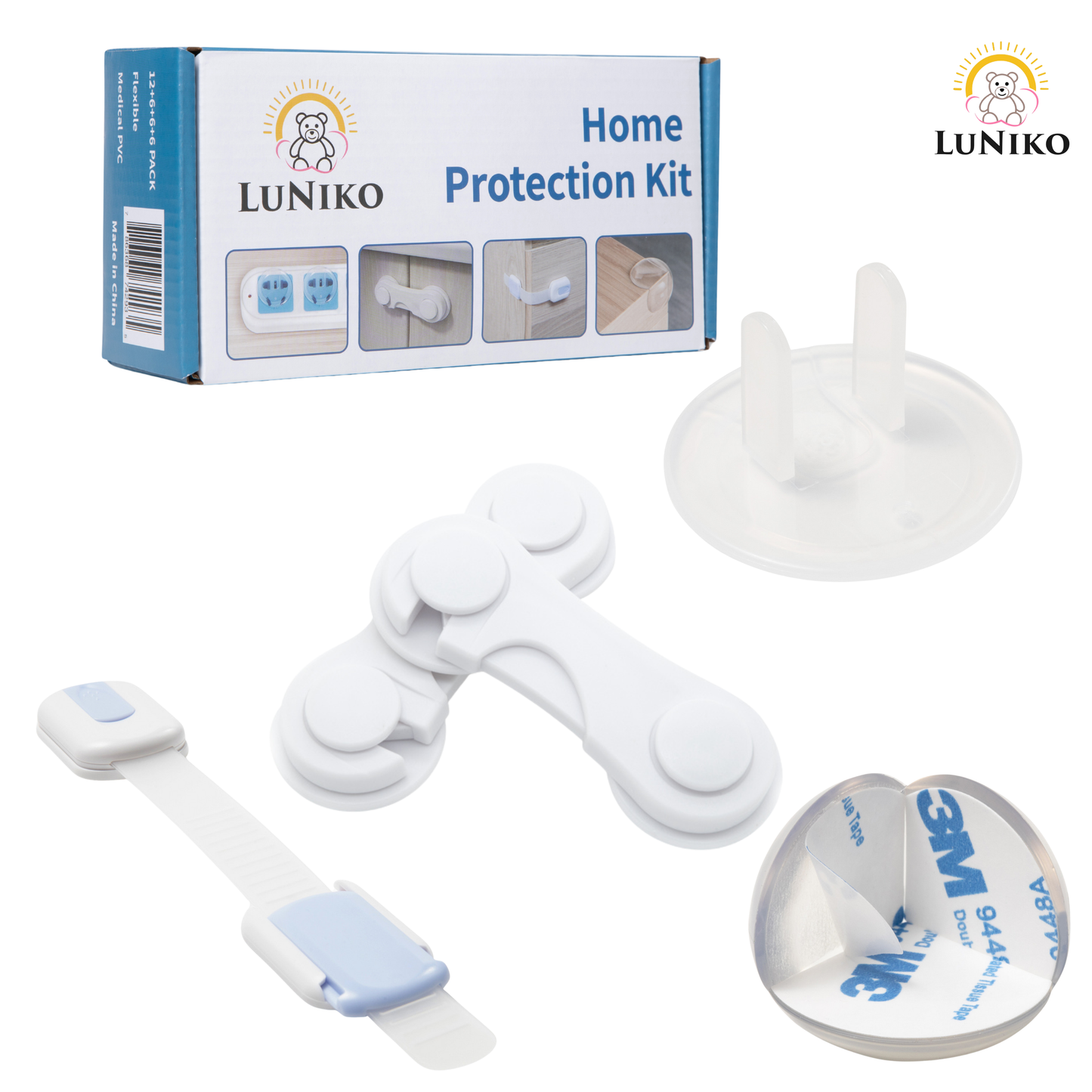 LuNiko Safety & Potty Learning Combo – Home Protection Kit + Folding Potty Seat with Training Chart (Grey Edition)