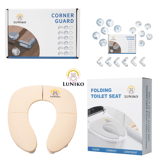 LuNiko Corner Guard & Potty Training Combo – 18-Piece Safety Set + Folding Potty Seat with Training Chart (Beige Edition) (Copia)