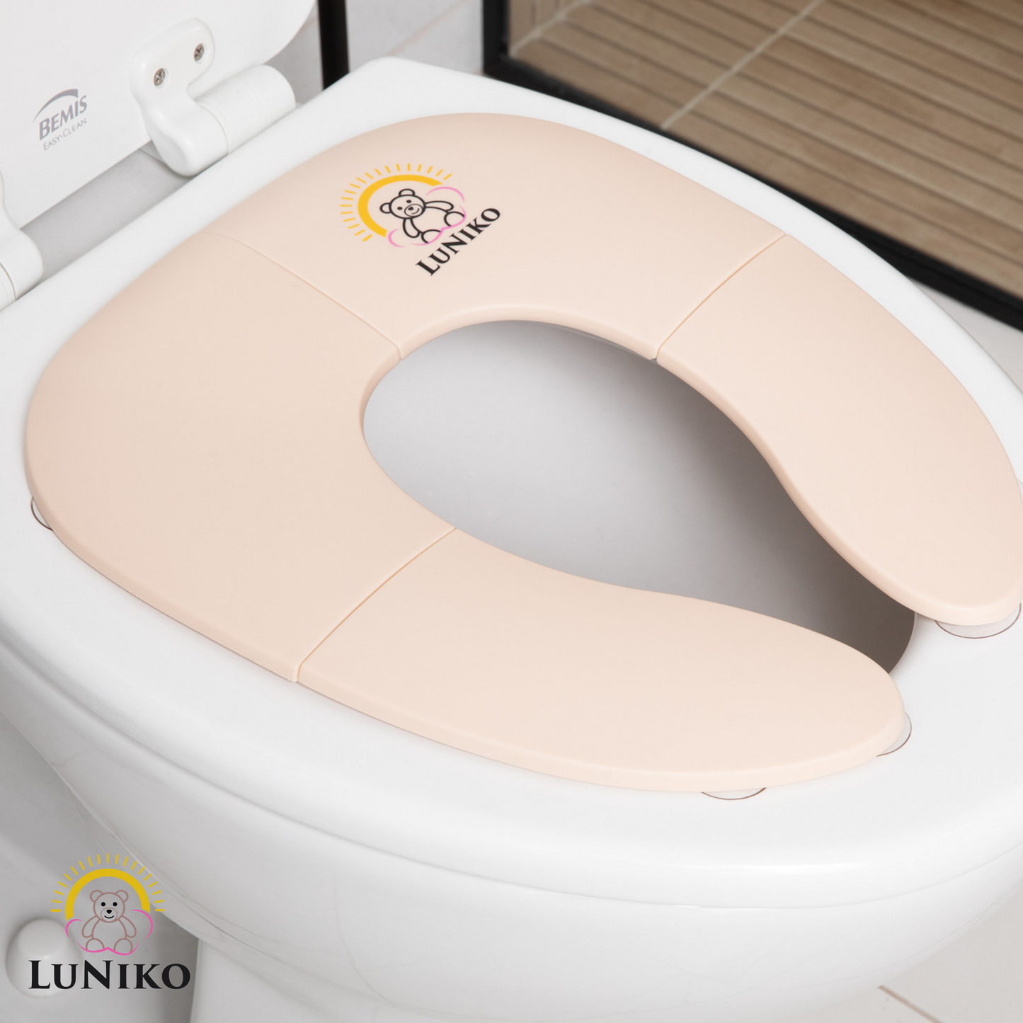 Foldable Potty Training Seat – Beige | Non-Slip, Travel-Friendly & Toddler Safe.