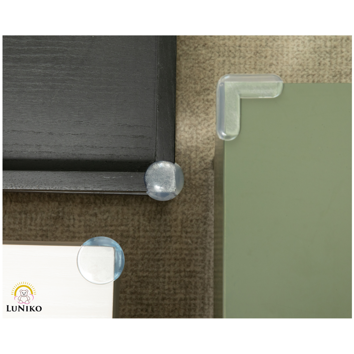 LuNiko Corner Guards – 18-Piece Baby Safety Soft Edge Protectors (Furniture Bumpers Set).